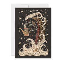 Flat card - Aquarius Celestial Zodiac Art