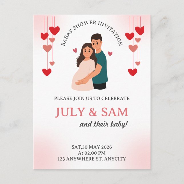 Flat Card- baby shower card invitation (Front)