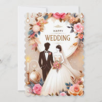 Flat Card happy Wedding