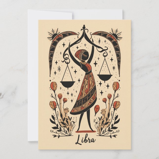 Flat card - Libra Celestial Zodiac Art  (Front)