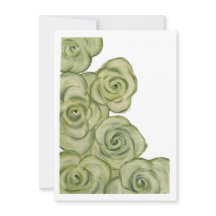 Flat Card of Green and White tinted roses