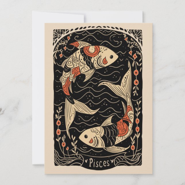 Flat card - Pisces Celestial Zodiac Art  (Front)
