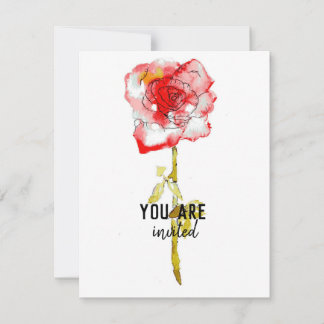 Flat Card Rose Watercolor and Ink