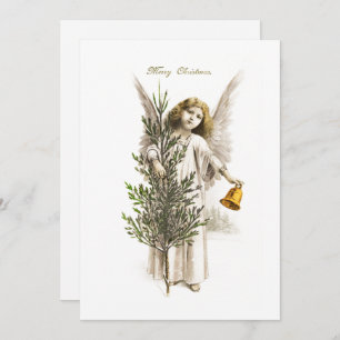 FLAT CARD : VINTAGE CHRISTMAS ANGEL - CUSTOMISABLE