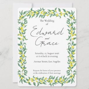 Flat Card Yellow Wild Flower Wedding Invitation