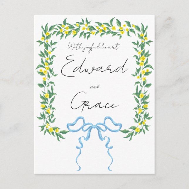 Flat Card Yellow Wild Flower Wedding Invitation (Front)