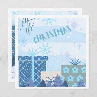 Flat Christmas Card snowy Gifts