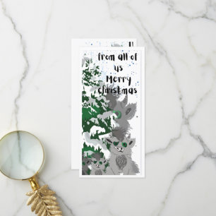 Flat Christmas Monster family Card