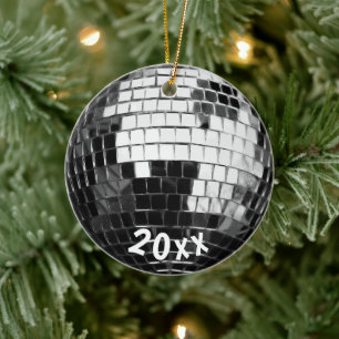 Flat Circle Round Disco Ball Personalised Keepsake Ceramic Ornament