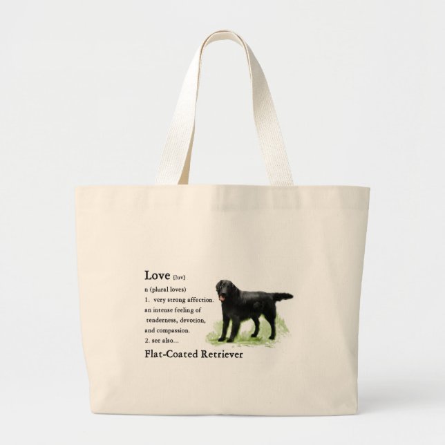 Flat-Coated Retriever Art Print Large Tote Bag (Front)
