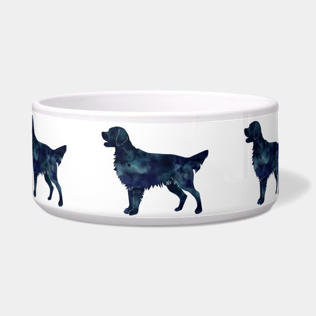 Flat Coated Retriever Black Watercolor Silhouette (Front)