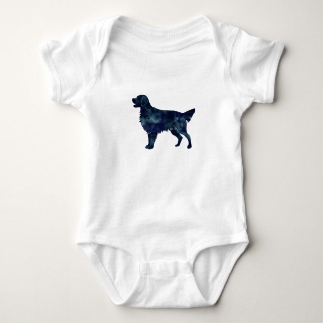 Flat Coated Retriever Black Watercolor Silhouette Baby Bodysuit (Front)