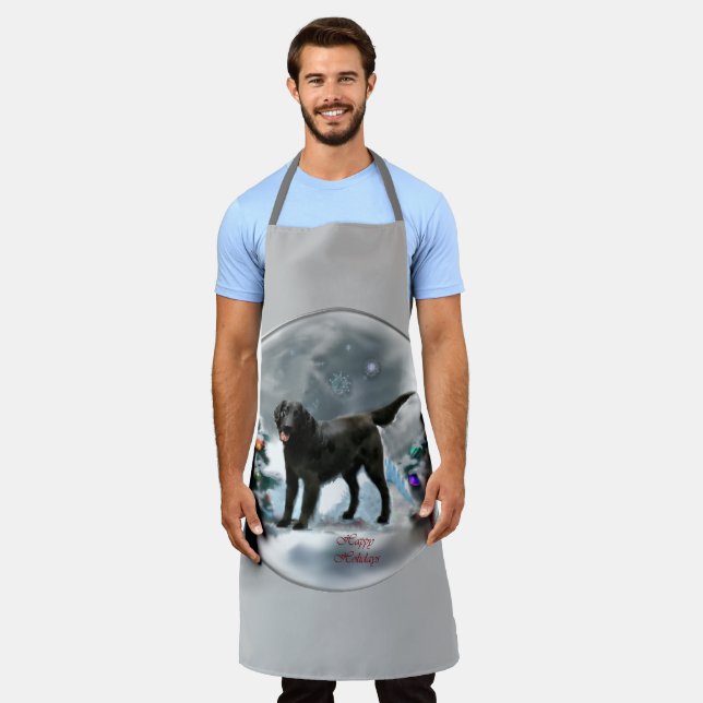 Flat-Coated Retriever Christmas Apron (Worn)