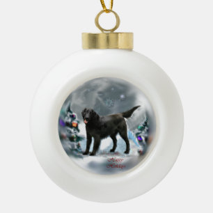 Flat-Coated Retriever Christmas Ceramic Ball Christmas Ornament