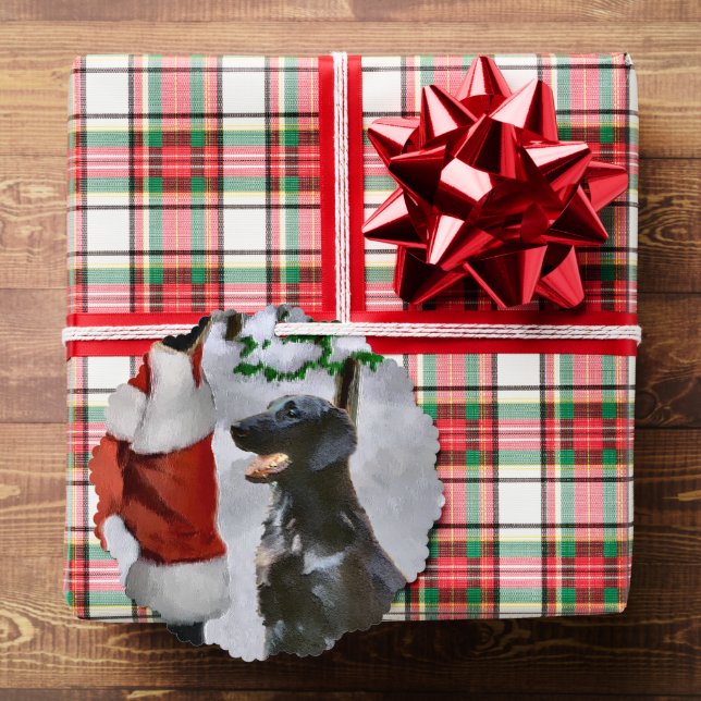 Flat-Coated Retriever Christmas Gifts Tree Decoration Card (Insitu (Gift))