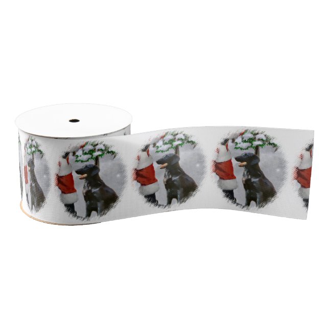 Flat-Coated Retriever Christmas Grosgrain Ribbon (Spool)