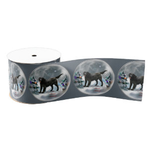 Flat-Coated Retriever Christmas Grosgrain Ribbon