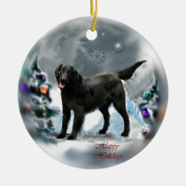 Flat-Coated Retriever Christmas Ornaments Gifts (Front)