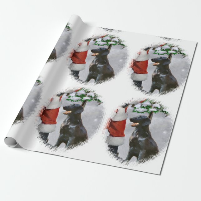 Flat-Coated Retriever Christmas Wrapping Paper (Unrolled)