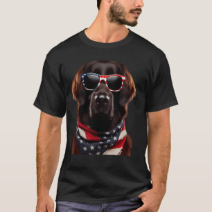 Flat-Coated Retriever Dog 4th Of July American Ind T-Shirt