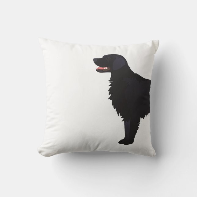 Flat-Coated Retriever Dog Breed Illustration Cushion (Front)
