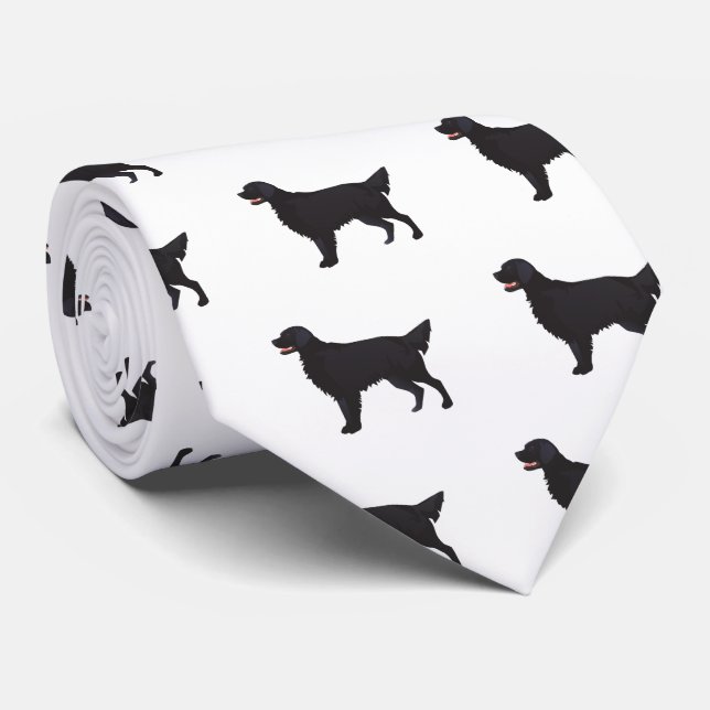 Flat-Coated Retriever Dog Breed Illustration Tie (Rolled)