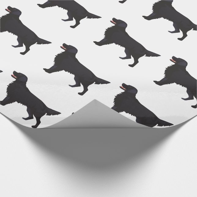 Flat-Coated Retriever Dog Breed Illustration Wrapping Paper (Corner)