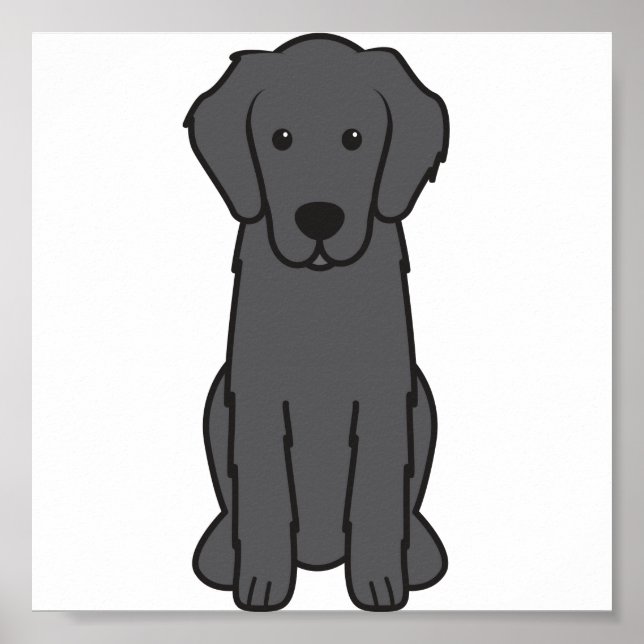 Flat Coated Retriever Dog Cartoon Poster (Front)