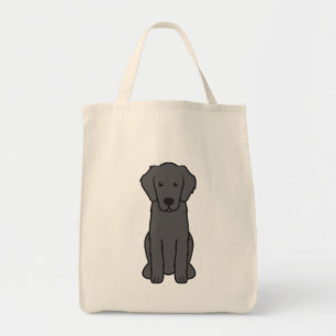 Flat Coated Retriever Dog Cartoon Tote Bag
