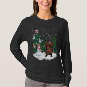 Flat-Coated Retriever Dog Christmas Snowman Xmas T T-Shirt