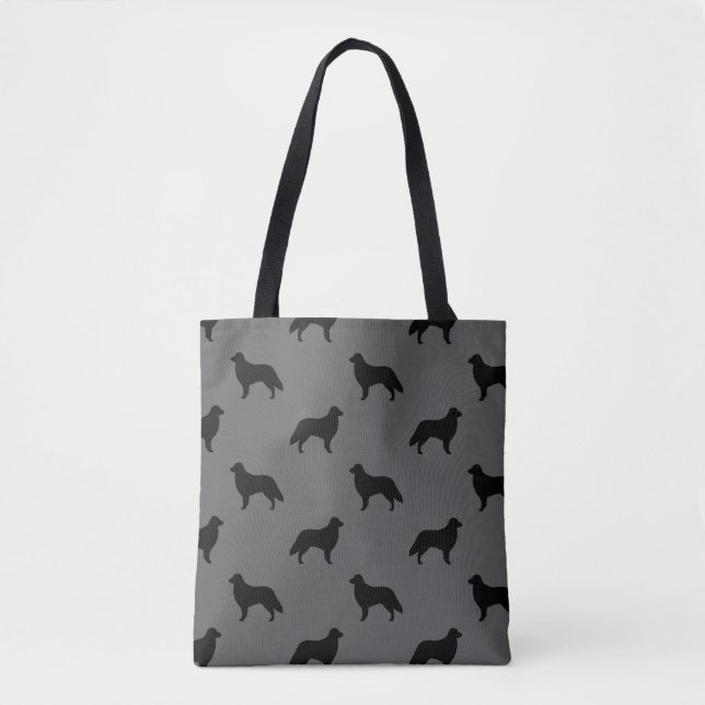 Flat Coated Retriever Dog Silhouettes Patterned Tote Bag (Front)