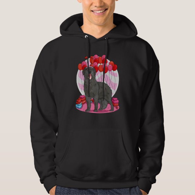 Flat Coated Retriever Heart Valentine Day Dog Hoodie (Front)
