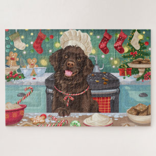 Flat-Coated Retriever Holiday Baking: Christmas Jigsaw Puzzle