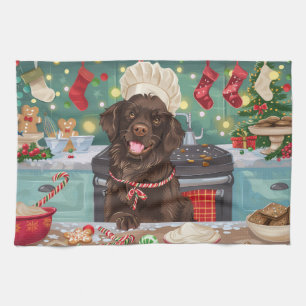 Flat-Coated Retriever Holiday Baking: Christmas Tea Towel