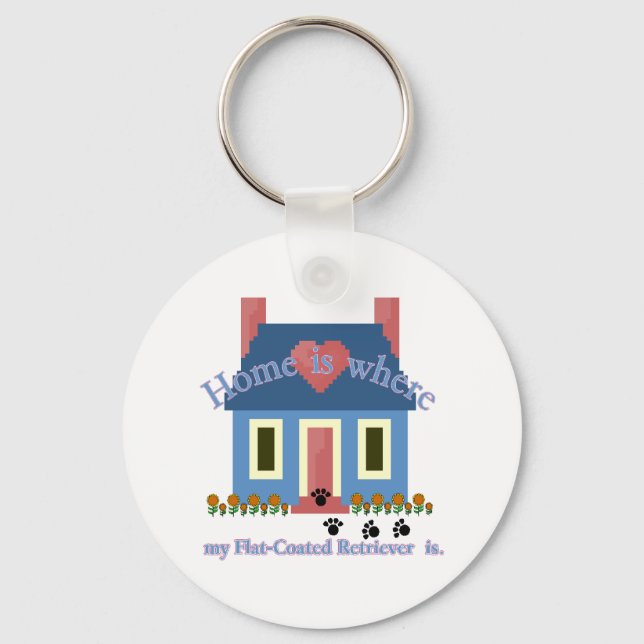 Flat-Coated Retriever Home Is Key Ring (Front)