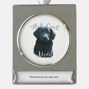 Flat-Coated Retriever Mom 2 Silver Plated Banner Ornament