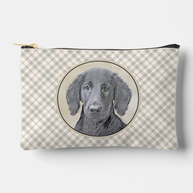 Flat-Coated Retriever Painting Black Pet Dog Art Accessory Pouch (Front)