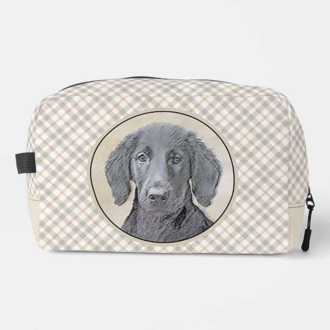 Flat-Coated Retriever Painting Black Pet Dog Art Dopp Kit (Front)