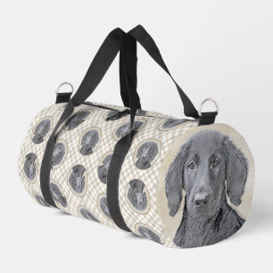 Flat-Coated Retriever Painting Black Pet Dog Art Duffle Bag
