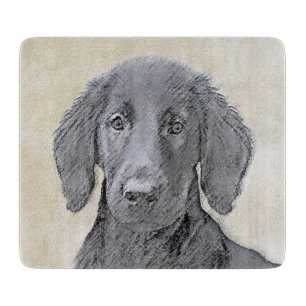 Flat-Coated Retriever Painting - Cute Original Dog Cutting Board