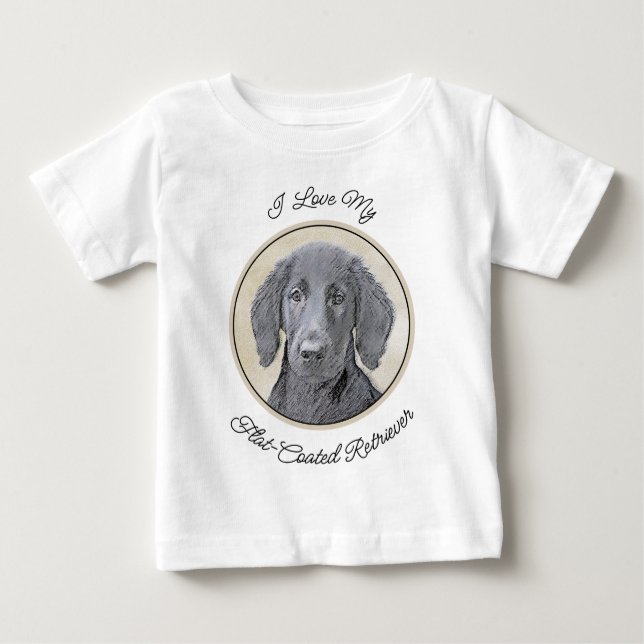 Flat-Coated Retriever Painting - Original Dog Art  Baby T-Shirt (Front)