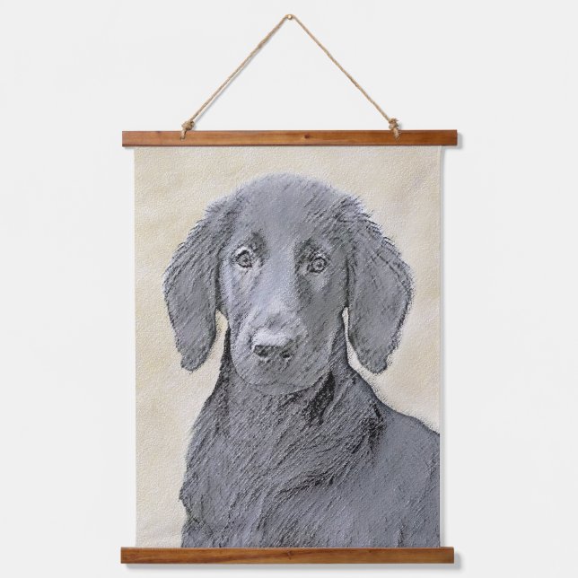Flat-Coated Retriever Painting - Original Dog Art Hanging Tapestry (Front)