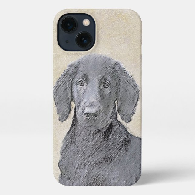 Flat-Coated Retriever Painting - Original Dog Art iPhone Case (Back)