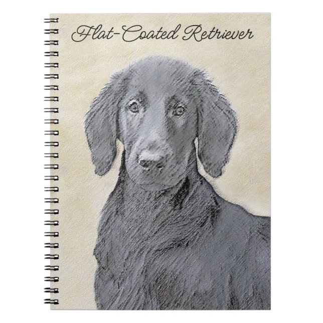 Flat-Coated Retriever Painting - Original Dog Art Notebook (Front)