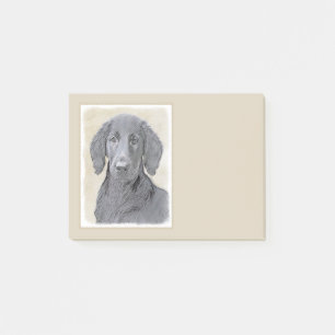 Flat-Coated Retriever Painting - Original Dog Art Post-it Notes