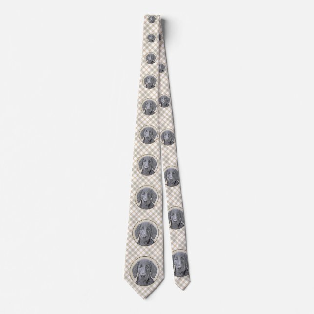 Flat-Coated Retriever Painting - Original Dog Art Tie (Front)