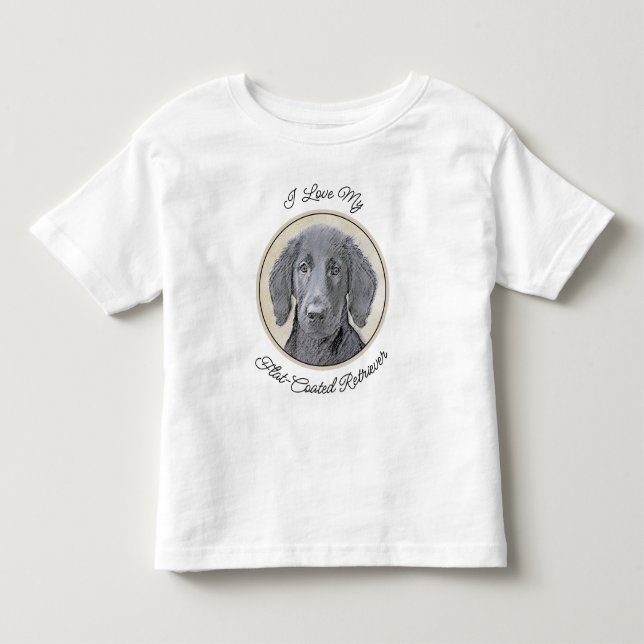 Flat-Coated Retriever Painting - Original Dog Art Toddler T-Shirt (Front)
