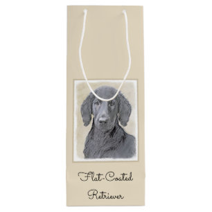Flat-Coated Retriever Painting - Original Dog Art Wine Gift Bag