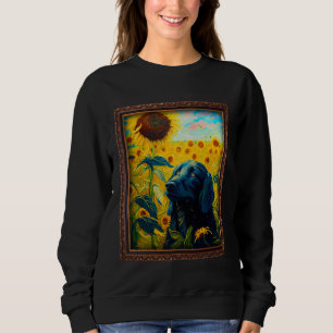 Flat Coated Retriever Painting Sunflower Flower Mo Sweatshirt