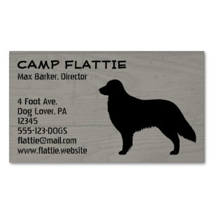 Flat Coated Retriever Silhouette   Dog Breed Magnetic Business Card